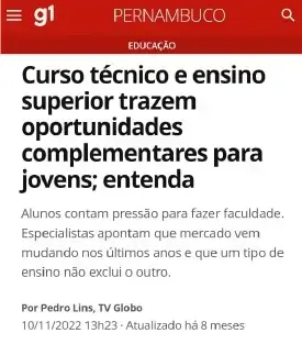 Notícia sobre cursos técnicos