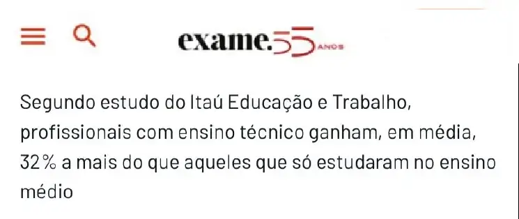 Notícia sobre cursos técnicos