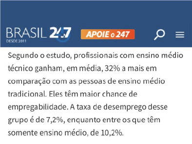 Notícia sobre cursos técnicos