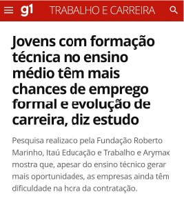 Notícia sobre cursos técnicos